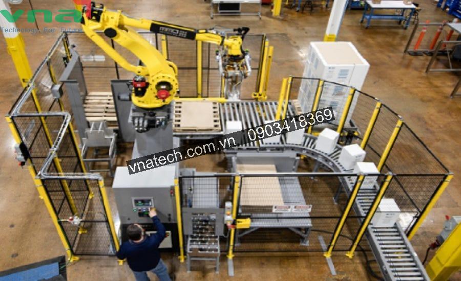 Hệ thống xếp pallet tự động cho nhà máy sản xuất