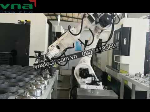 hệ thống robot cấp phôi cho máy gia công