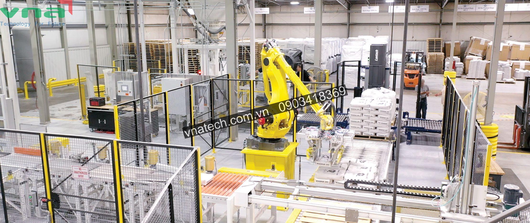 Giải pháp xếp pallet tự động trong dây chuyền đóng gói